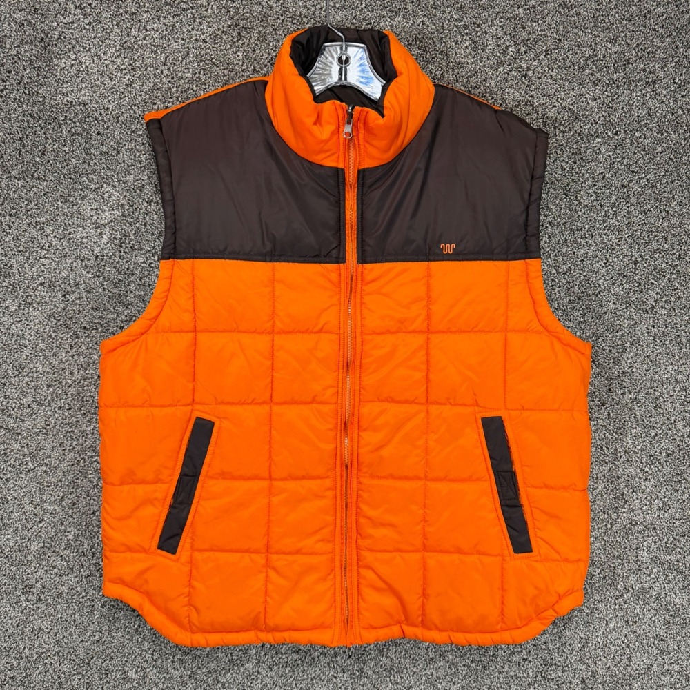 King Ranch Vest Mens 2XL Orange Brown Reversible Puffer Full Zip Insulated